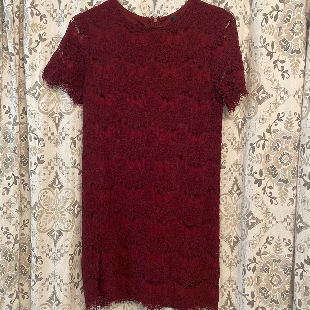 Lulu’s Lace Burgundy Dress “Take Me to Brunch”